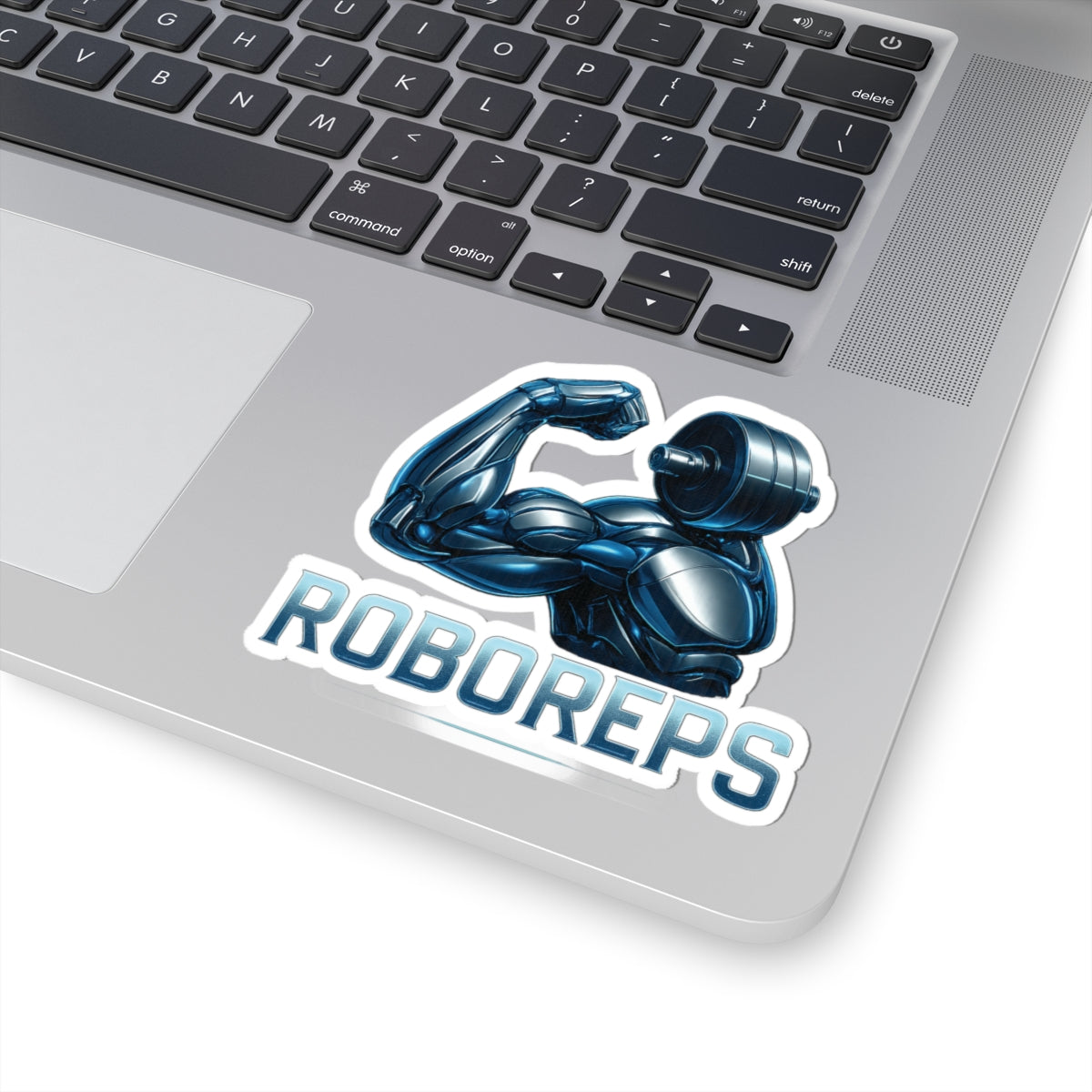 Sticker - Gym Enthusiast Robot-Humanoid Flexing Arm in Blue