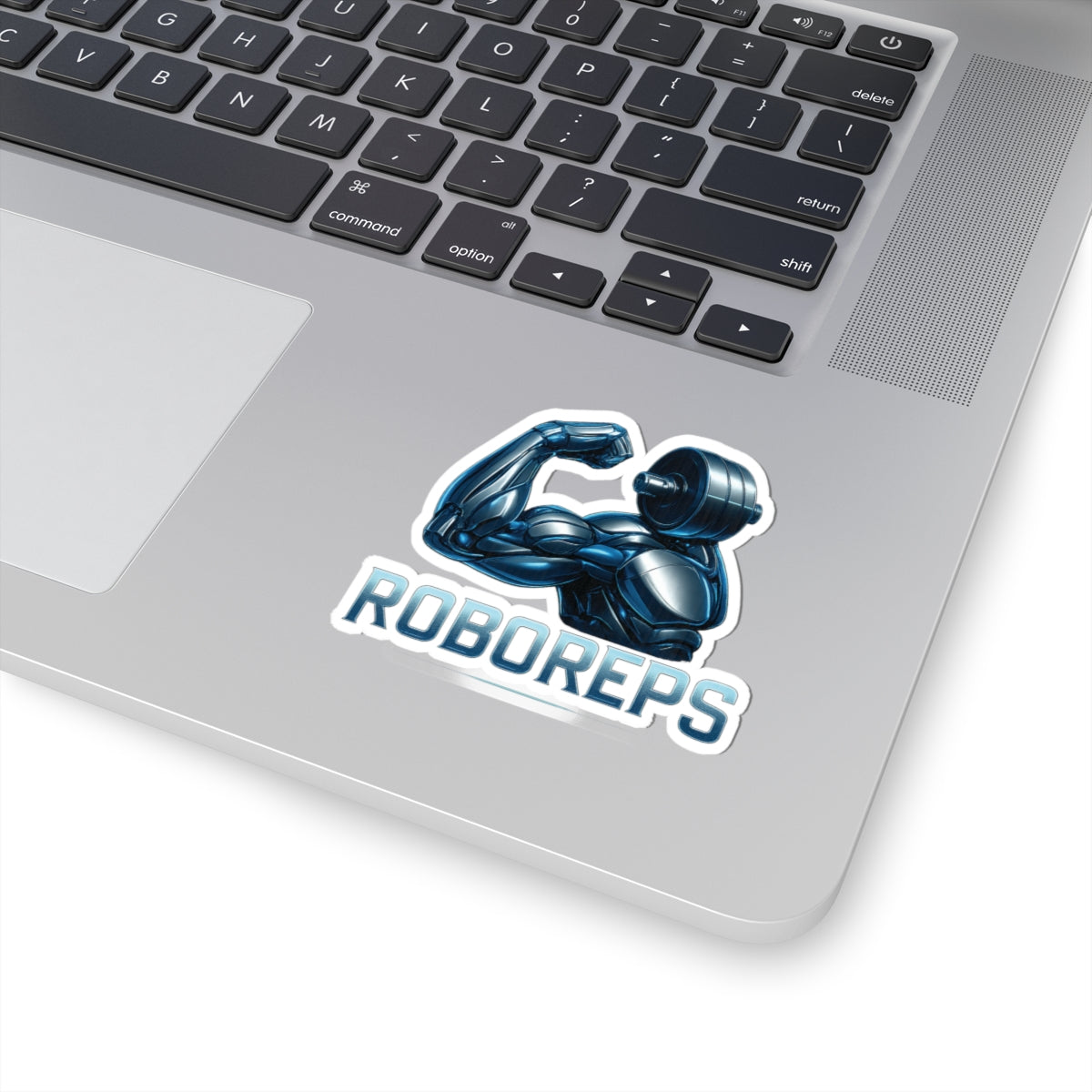Sticker - Gym Enthusiast Robot-Humanoid Flexing Arm in Blue