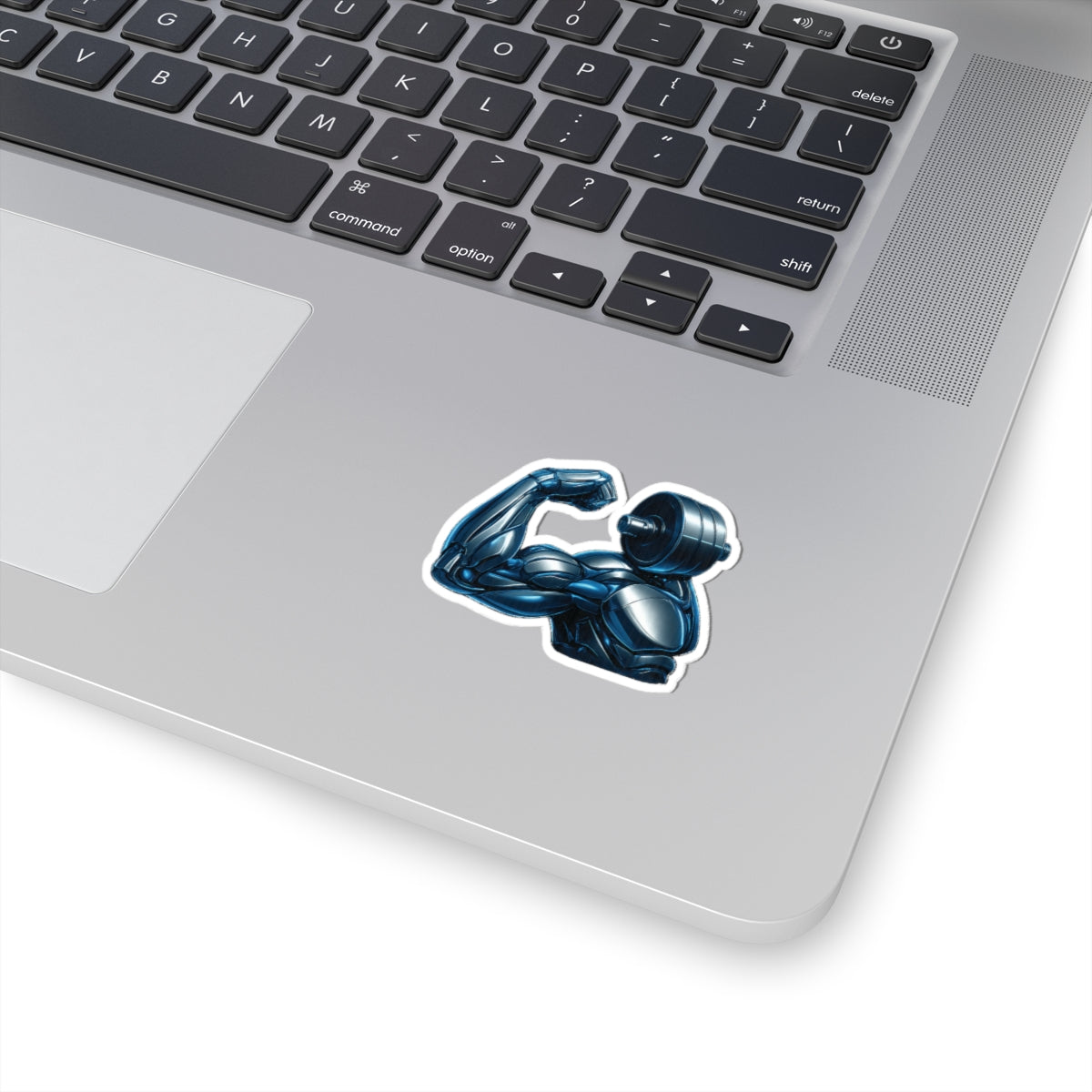 Sticker - Gym Enthusiast Robot-Humanoid Flexing Arm in Blue